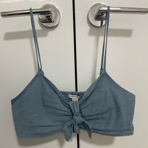 American Eagle Jean Inspired Linen Crop Top Size S